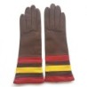 Gants en Cuir d'Agneau Havane Jaune Rouge Donille Doublés Soie.