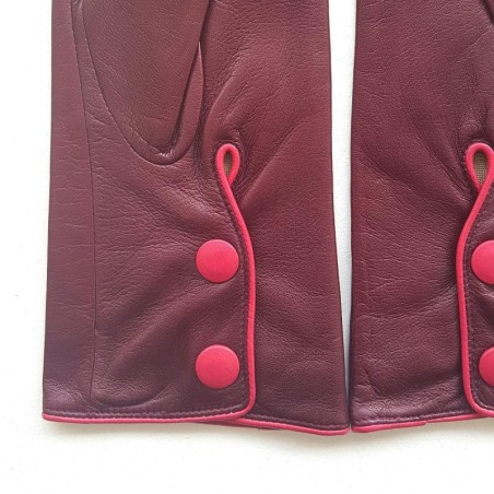 Gants en Cuir d'Agneau Cassis Orchidée Jacinthe Doublés Soie