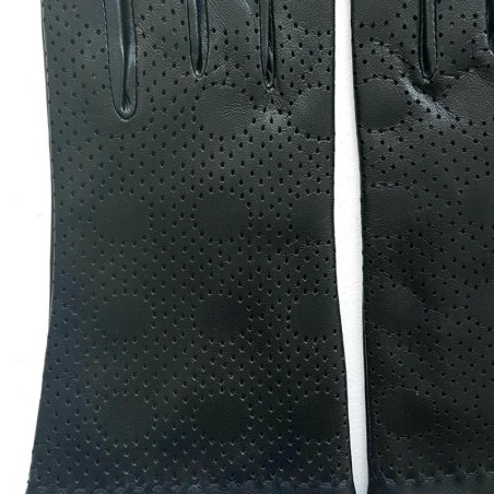 Gants en Cuir d'Agneau Noir Lina Doublés Cachemire.