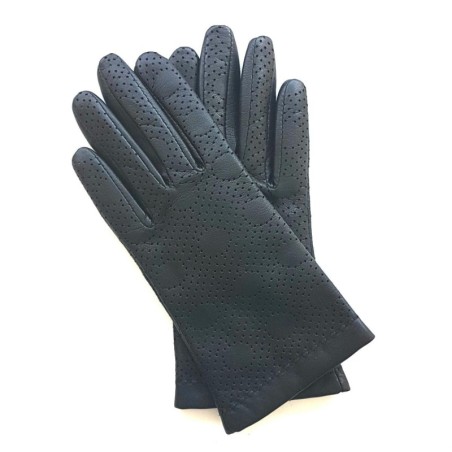 Gants en Cuir d'Agneau Noir Lina Doublés Cachemire.