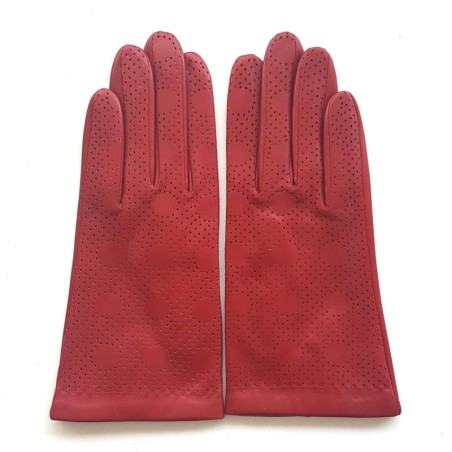Gants en Cuir d'Agneau Rouges Lina Doublés Soie.