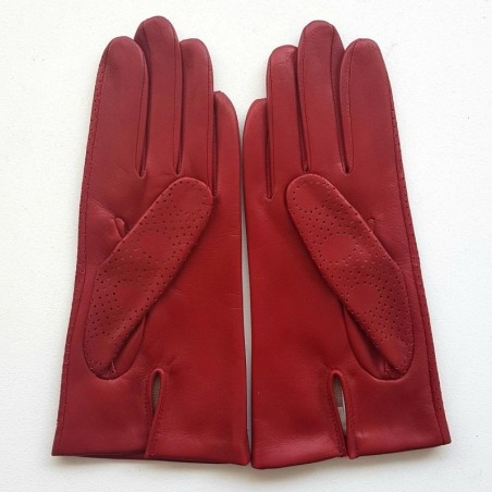 Gants en Cuir d'Agneau Rouges Lina Doublés Soie.