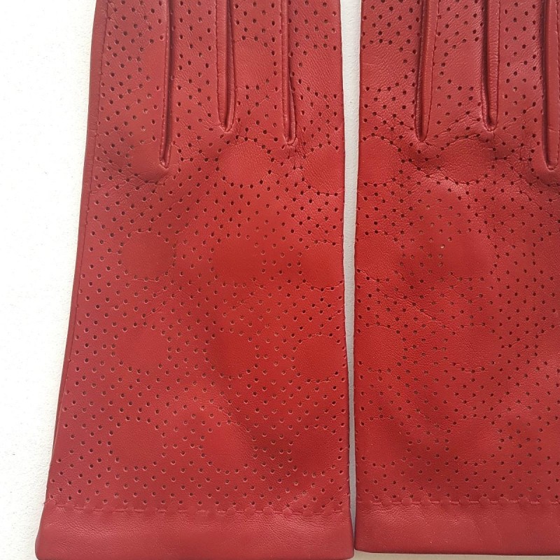Gants en Cuir d'Agneau Rouges Lina Doublés Soie.
