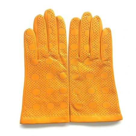 Gants en Cuir d'Agneau Jaune Lina Doublés Soie.