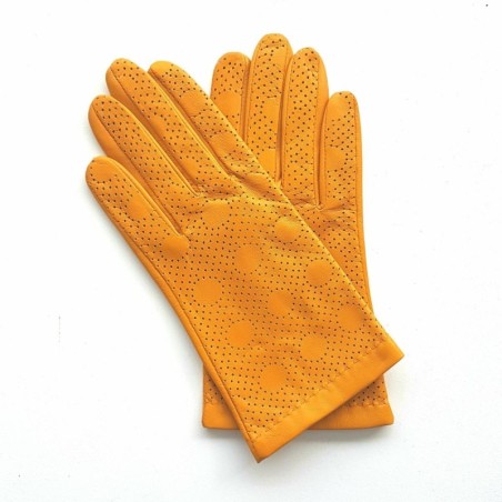 Gants en Cuir d'Agneau Jaune Lina Doublés Soie.