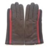 Gants en Cuir d'Agneau Marron Rouge Noir Akano Doublés Soie.