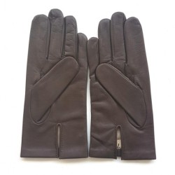 Gants en Cuir d'Agneau Marron Rouge Noir Akano Doublés Soie.
