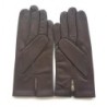 Gants en Cuir d'Agneau Marron Rouge Noir Akano Doublés Soie.