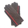 Gants en Cuir d'Agneau Marron Rouge Noir Akano Doublés Soie.