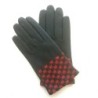 Gants en Cuir d'Agneau Noirs Rouges Léopold Doublés Soie.