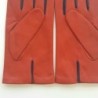Gants en Cuir d'Agneau Orange Prune Twin H Doublés soie