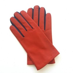 Gants en Cuir d'Agneau Orange Prune Twin H Doublés soie