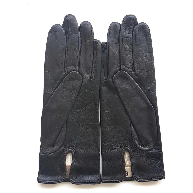 Gants en Cuir d'Agneau Marron Orange Anémone Doublés Soie.