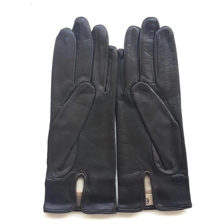 Gants en Cuir d'Agneau Marron Orange Anémone Doublés Soie.