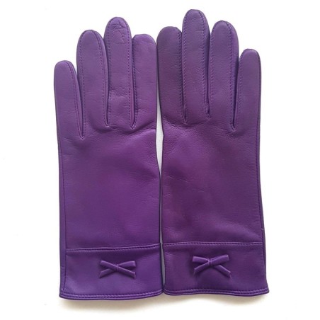Gants en Cuir d'Agneau Améthyste Anémone Doublés Soie.