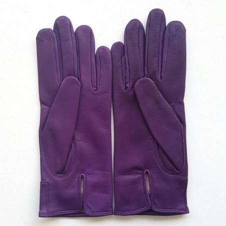 Gants en Cuir d'Agneau Améthyste Anémone Doublés Soie.