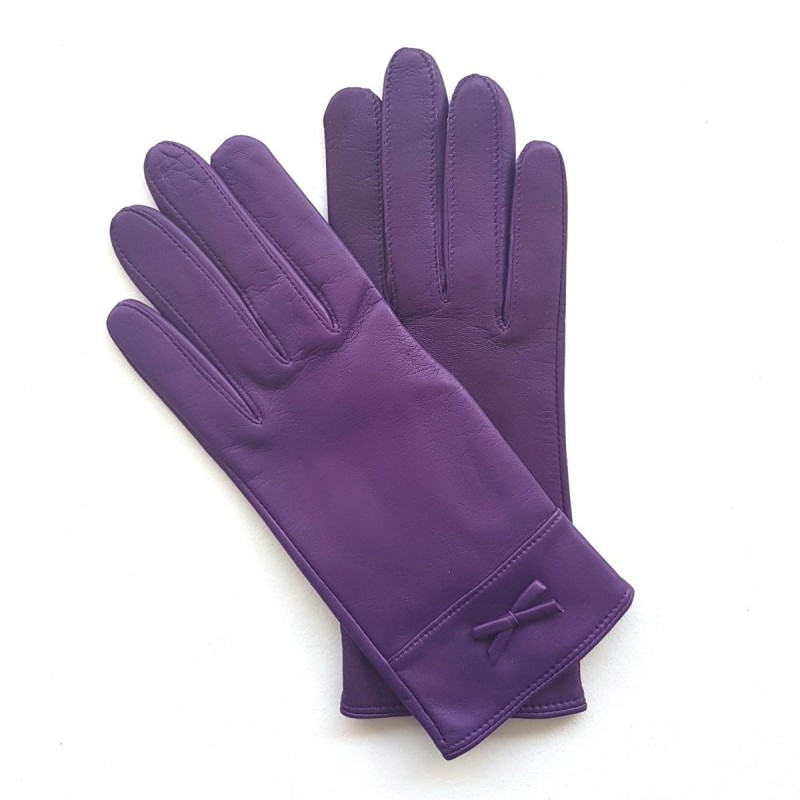 Gants en Cuir d'Agneau Améthyste Anémone Doublés Soie.