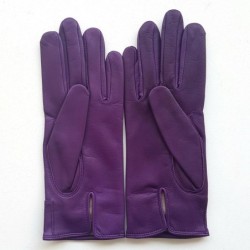 Gants en Cuir d'Agneau Améthyste Anémone Doublés Soie.