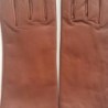Gants en Cuir d'Agneau Cognac Foncé Capucine Doublés Cachemire.