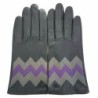 Gants en Cuir d'Agneau Noir Charcoal Améthyste Trièdre Doublés Soie.