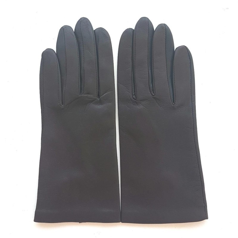 Gants en Cuir d'Agneau Ebène Capucine Doublés Cachemire.