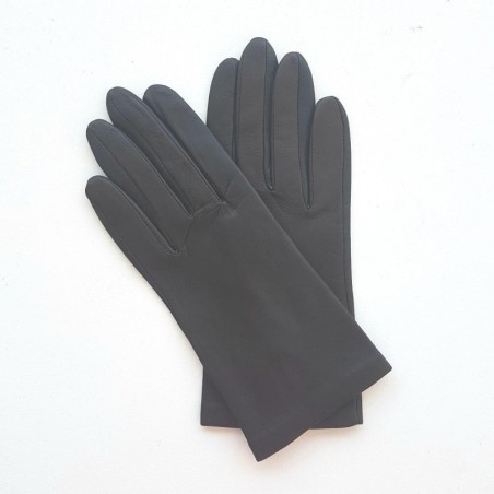 Gants en Cuir d'Agneau Ebène Capucine Doublés Cachemire.
