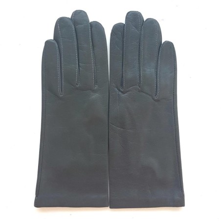 Gants en Cuir d'Agneau Gris Foncé Capucine Doublés Soie.