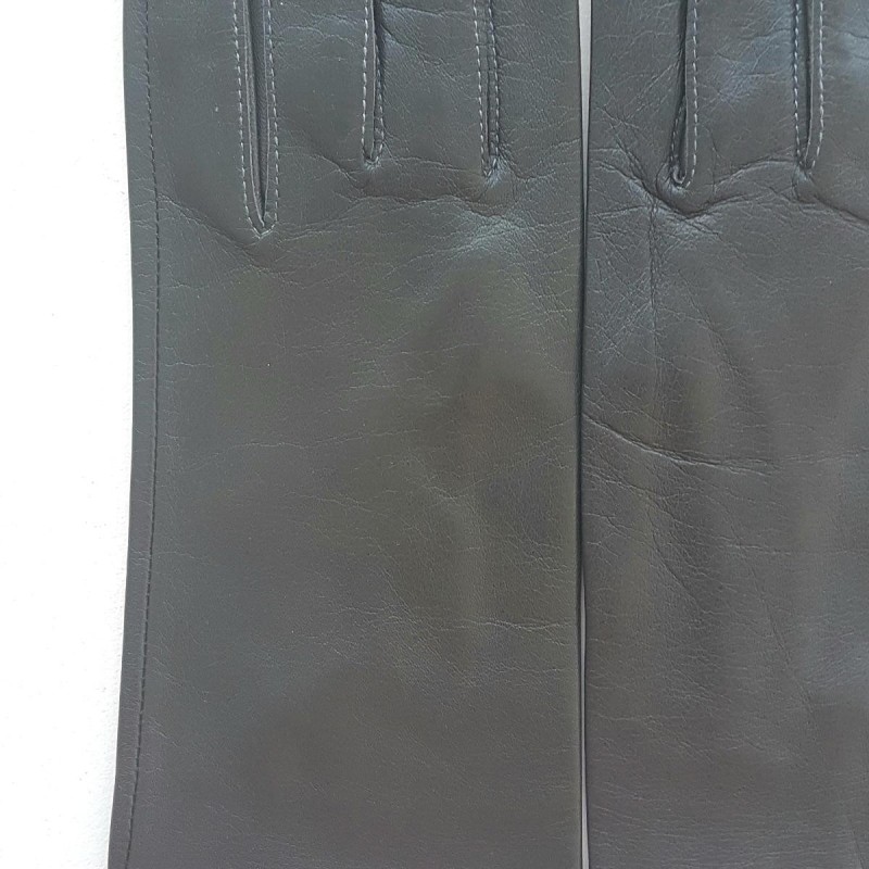 Gants en Cuir d'Agneau Gris Foncé Capucine Doublés Soie.