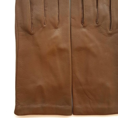 Gants en Cuir d'Agneau Pécan Capucine Doublés Soie.