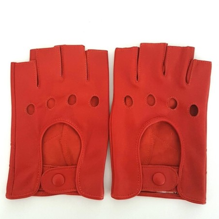 Mitaines en Cuir d'Agneau Orange Pilote Non Doublés.