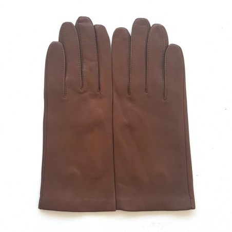 Gants en Cuir d'Agneau Sénois Capucine Doublés Soie.