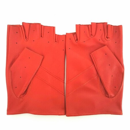 Mitaines en Cuir d'Agneau Orange Pilote Non Doublés.