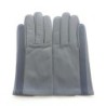 Gants en Cuir d'Agneau Gris Myrtille  Noir Akano Doublés Soie.