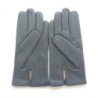 Gants en Cuir d'Agneau Gris Myrtille  Noir Akano Doublés Soie.