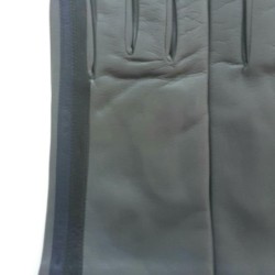 Gants en Cuir d'Agneau Gris Myrtille  Noir Akano Doublés Soie.