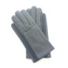 Gants en Cuir d'Agneau Gris Myrtille  Noir Akano Doublés Soie.
