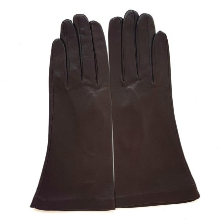 Gants en Cuir d'Agneau Chocolat foncé Coline Doublés Cachemire.
