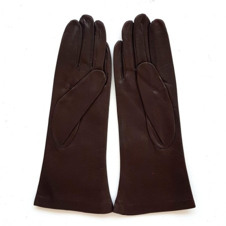 Gants en Cuir d'Agneau Chocolat foncé Coline Doublés Cachemire.