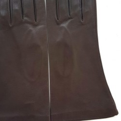 Gants en Cuir d'Agneau Chocolat foncé Coline Doublés Cachemire.