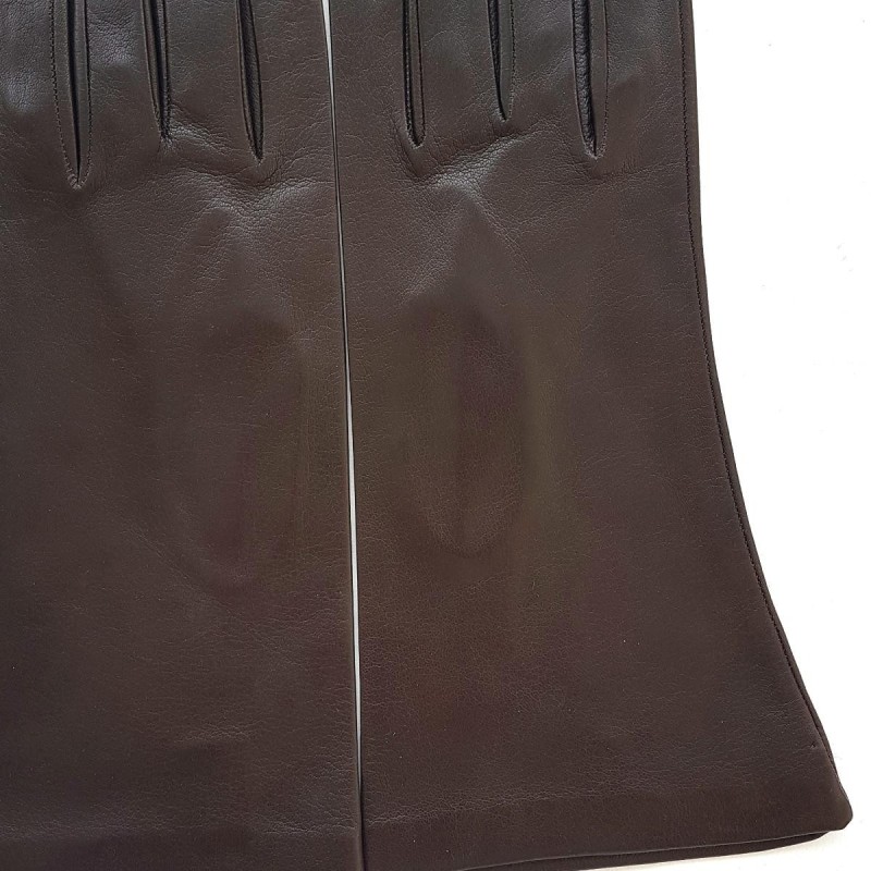 Gants en Cuir d'Agneau Chocolat foncé Coline Doublés Cachemire.