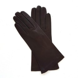 Gants en Cuir d'Agneau Chocolat foncé Coline Doublés Cachemire.