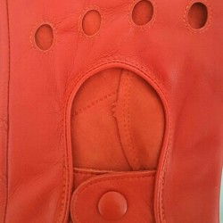 Mitaines en Cuir d'Agneau Orange Pilote Non Doublés.