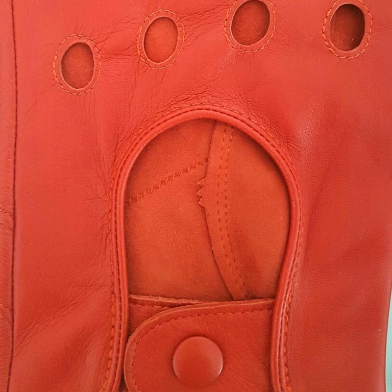 Mitaines en Cuir d'Agneau Orange Pilote Non Doublés.