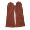 Gants en Cuir d'Agneau Cognac Coline Doublés Soie.