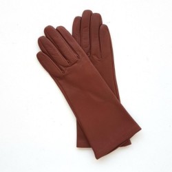 Gants en Cuir d'Agneau Cognac Coline Doublés Soie.