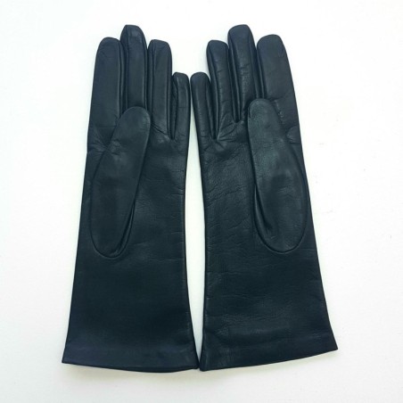 Gants en Cuir d'Agneau Bleu Marine Coline Doublés Soie.