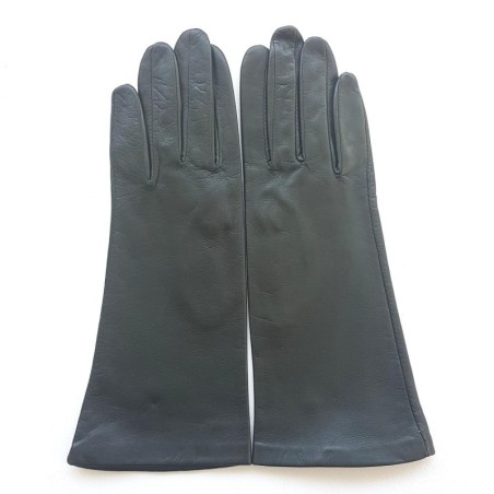 Gants en Cuir d'Agneau Kaki Coline Doublés en Soie.