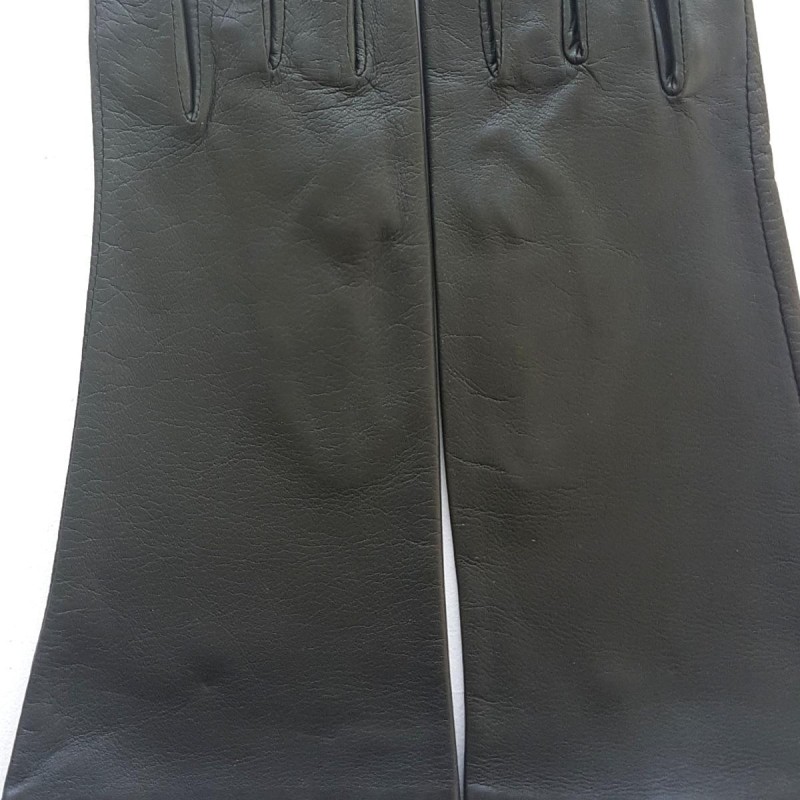 Gants en Cuir d'Agneau Kaki Coline Doublés en Soie.