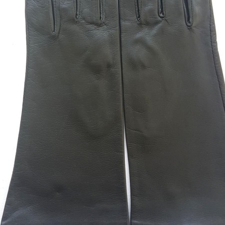 Gants en Cuir d'Agneau Kaki Coline Doublés en Soie.