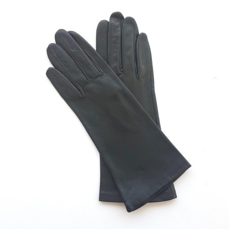 Gants en Cuir d'Agneau Kaki Coline Doublés en Soie.